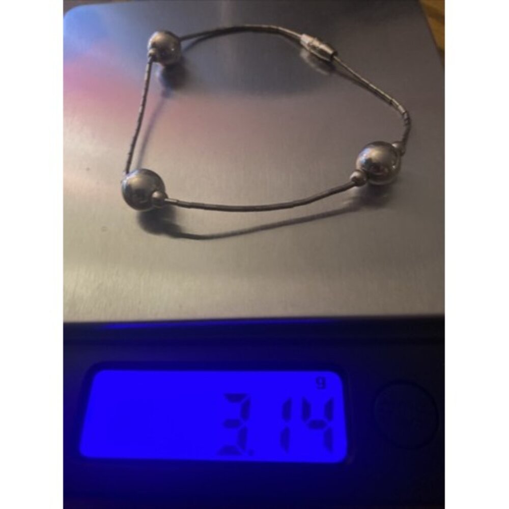 SW Bracelet Liquid Silver Tested 925 Sterling 7.5' 3g Vintage Bead Unisex Barrel - Picture 13 of 13